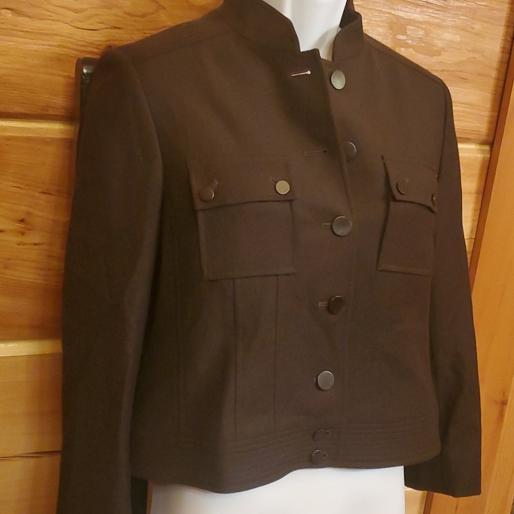 NEW Talbots Petites Brown Wool Military Jacket - Picture 4 of 12